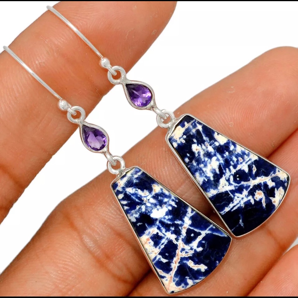 Rare Minas Gerais Brazilian Sodalite Earrings